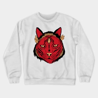 Red and Cream Mystical Tribal Cat Crewneck Sweatshirt